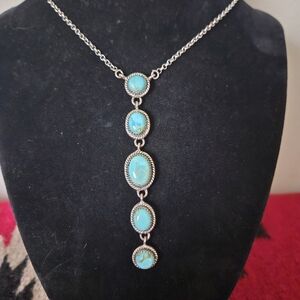 Genuine turquoise and silver necklace